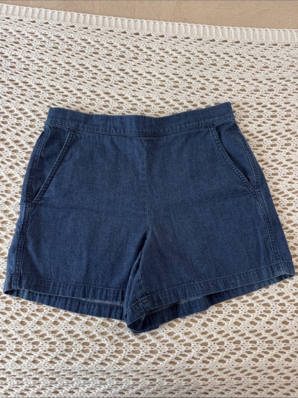 J. Crew Women's Dark Blue Denim Shorts with Side Pockets